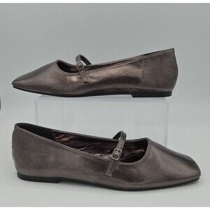Mary Jane Shiny Pewter Flats